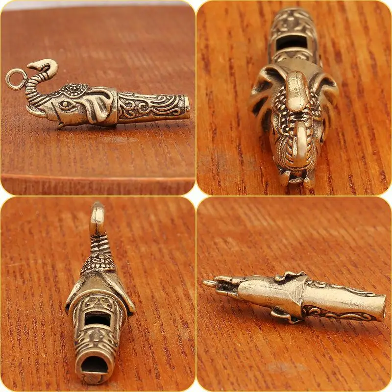 ~Vintage Brass Whistle With Dragon Carving High Decibel Sound Perfect For Outdoor Hiking Camping Emergency Use