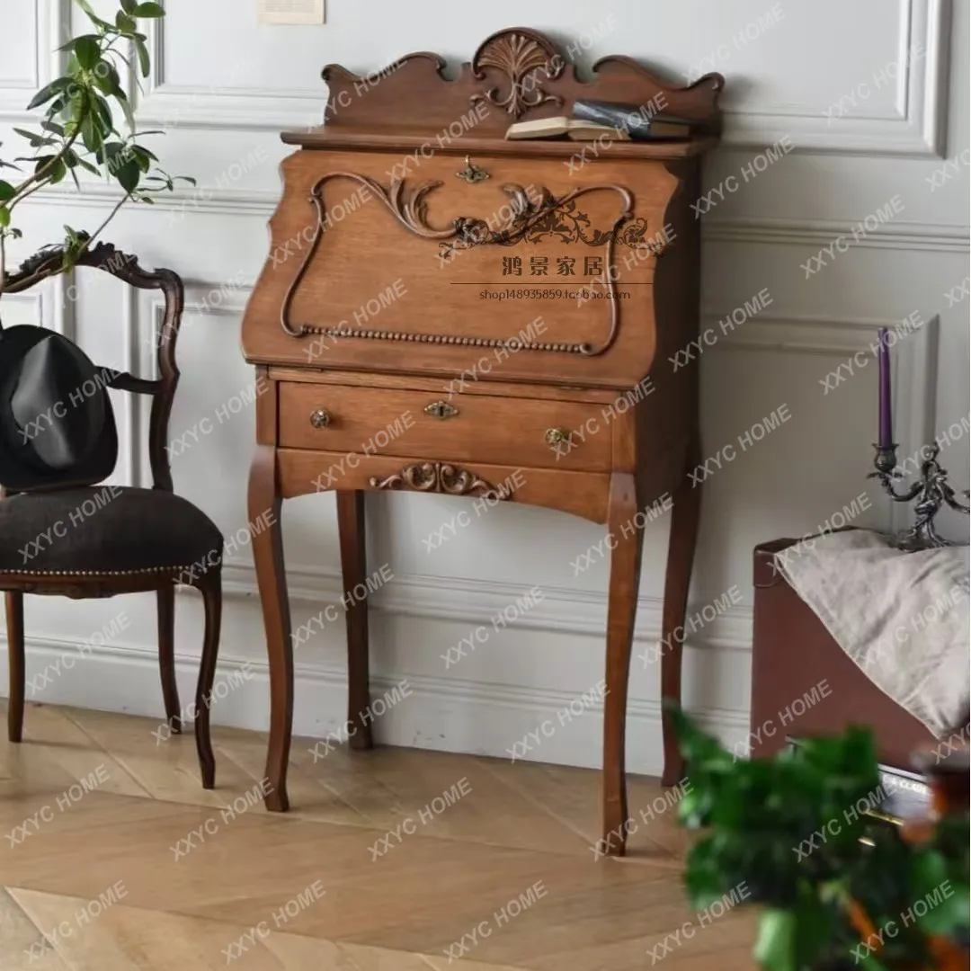 Medieval solid wood flip dresser retro princess piano keys with pumping makeup table shooting display
