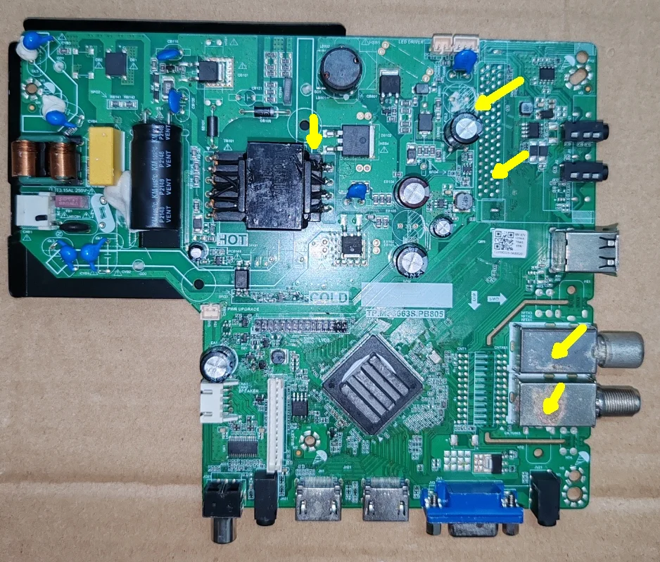 TP.MS3663S.PB805 اللوحة الأم للتلفزيون ثلاثة في واحد، صورة مادية، تم اختبارها لـ 3 أنواع من الواجهات وتحقق من الواجهات