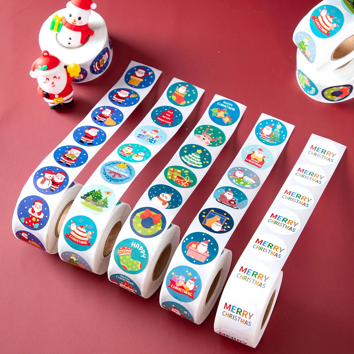 1 Rolle/Set kreativer Weihnachtsetikettenaufkleber, zum Dekorieren von Weihnachtsgeschenkboxen, exquisiten und stilvollen Geschenken