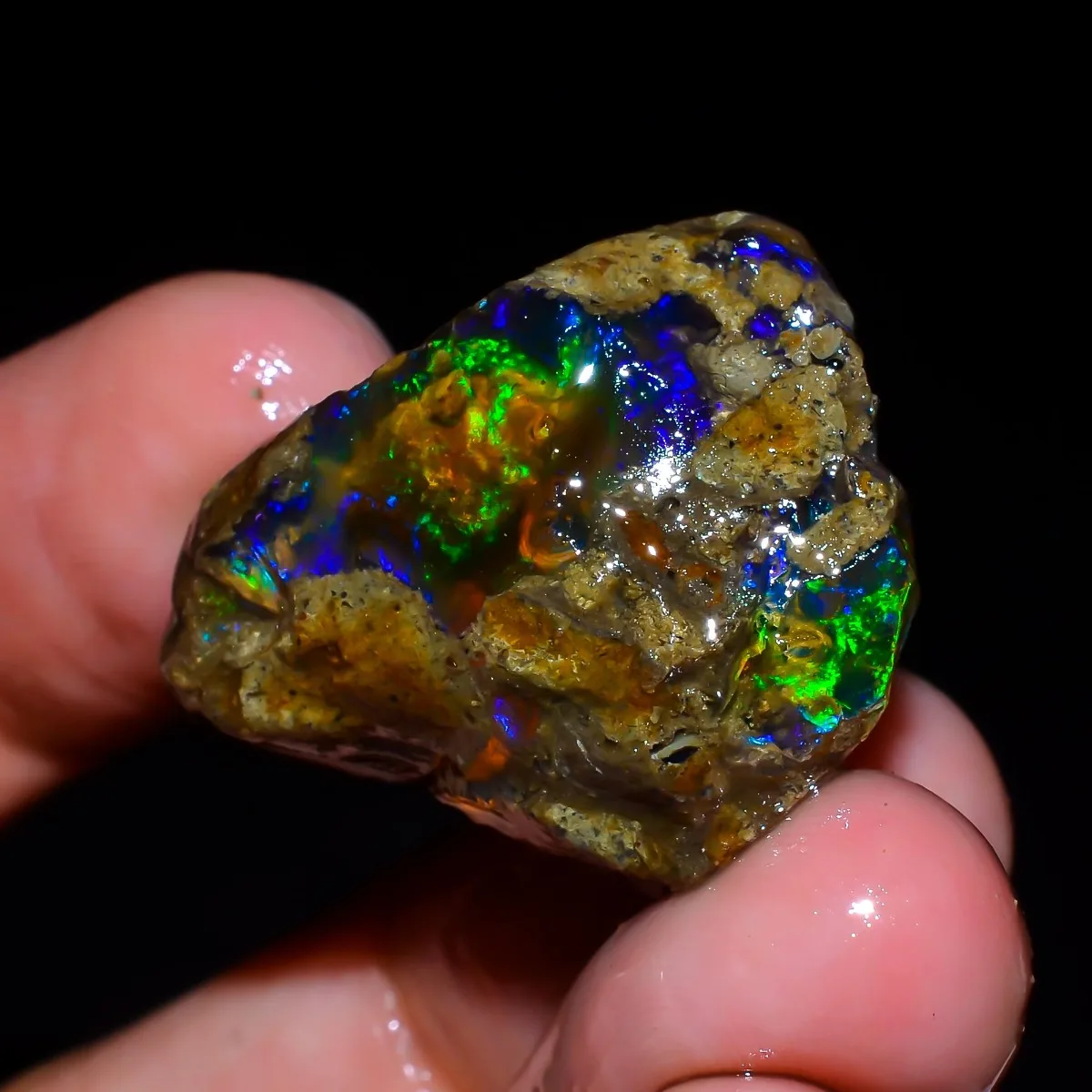 AAA+ Ethiopian Welo Opal Natural Rough Fire Opal Loose Gemstone Play Of Color Randomly Selected One