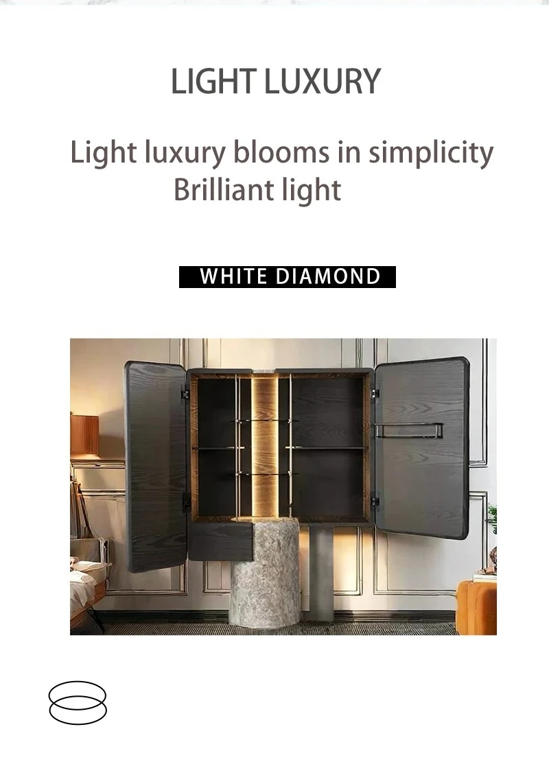 Modern Solid Wood Wine Cabinet with Shaker Doors 5+ Drawers & Shelves Large Capacity Storage for Living Room Home Bar Hotel Use