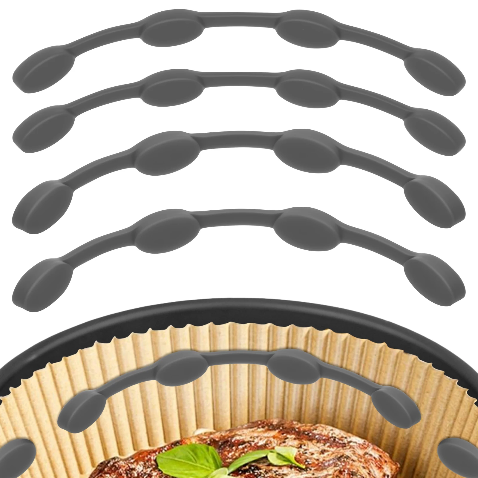 4Pcs Air Friteuse Magnet Silikon Schnalle Fix Pergament Papier Air Friteuse Schloss Einweg Pad Sicher Verhindern Papier Brennen Küche Gadge