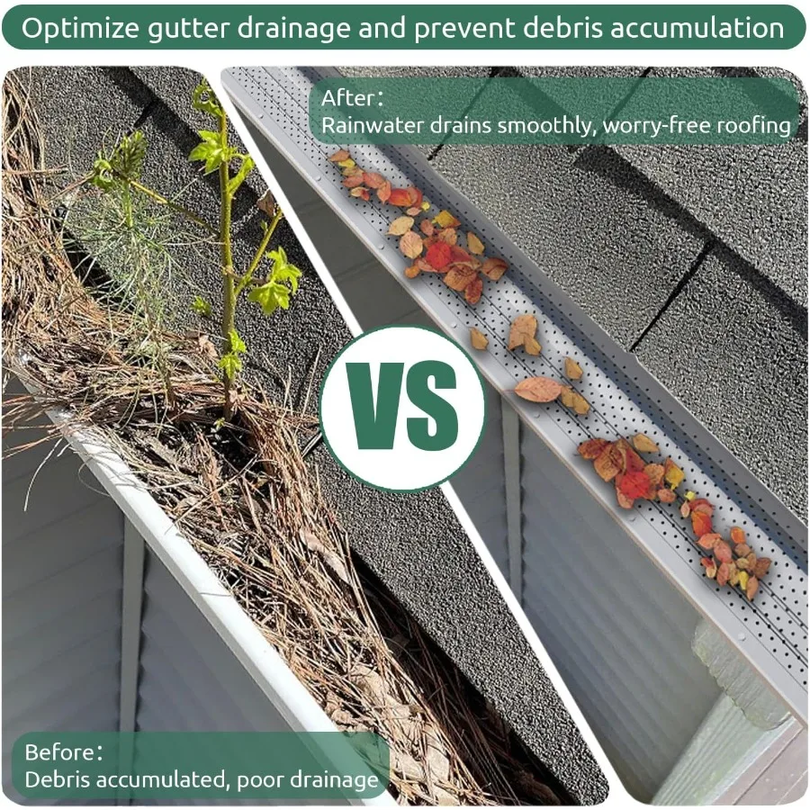 Heavy Duty 5 Inch Aluminum Gutter Guards 100 Feet Mill Finish DIY Leaf Protection System for Home Gutters