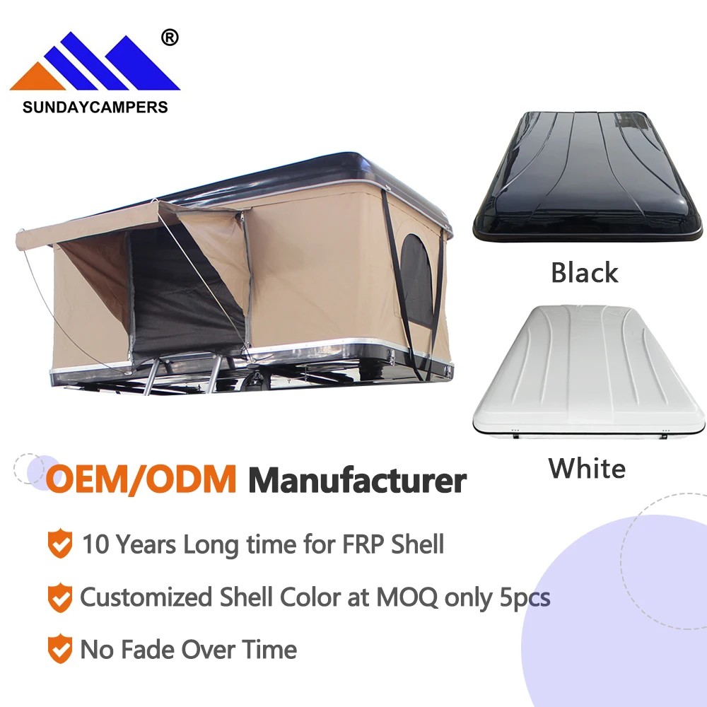 1-2 Person Hard Shell Camping Rooftop Tent Big Space Car Roof Top Tent With Aluminum Telescopic Ladder