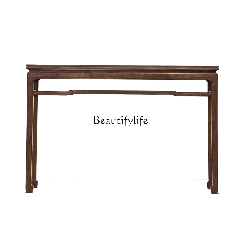 

**Chinese-style Zen Xuanguantai solid wood strip case paint-free old elm black walnut table