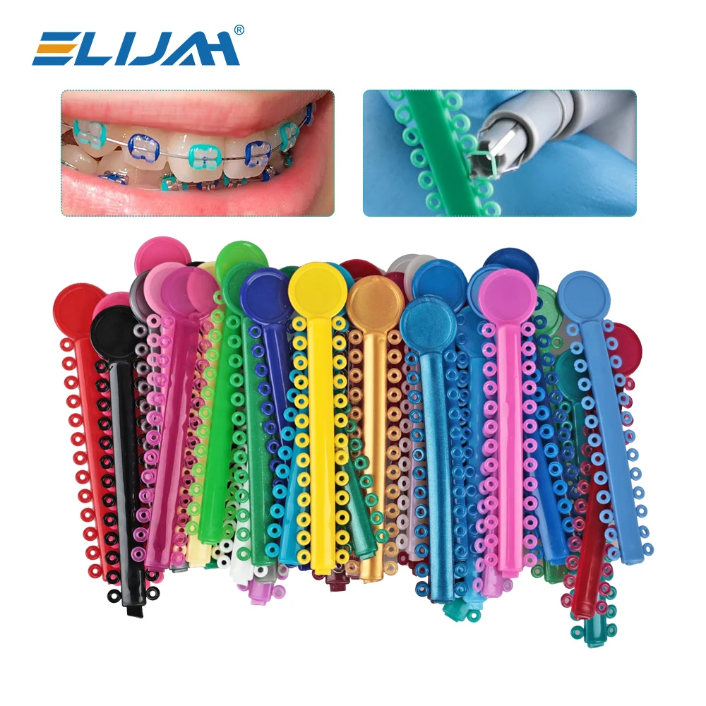 ELIJAH 40Pcs/Pack Dental Elastic Ligature Ties Orthodontic Rubber Bands for Braces Colourful to Choose Orthodontic Treatment