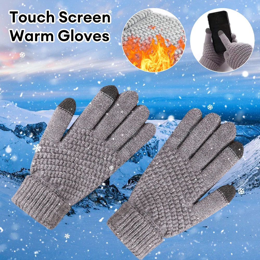 New Winter Imitation Camel Fleece Warm Gloves for Men's Outdoor Touch Screen High Elastic Business Knitted Woolen Gloves