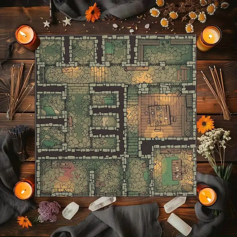 50/75/110cm Retro Stone Dungeon Tavern Chess Map Tablecloth Altar Divination Spirituality Underworld Divination Desktop Layout