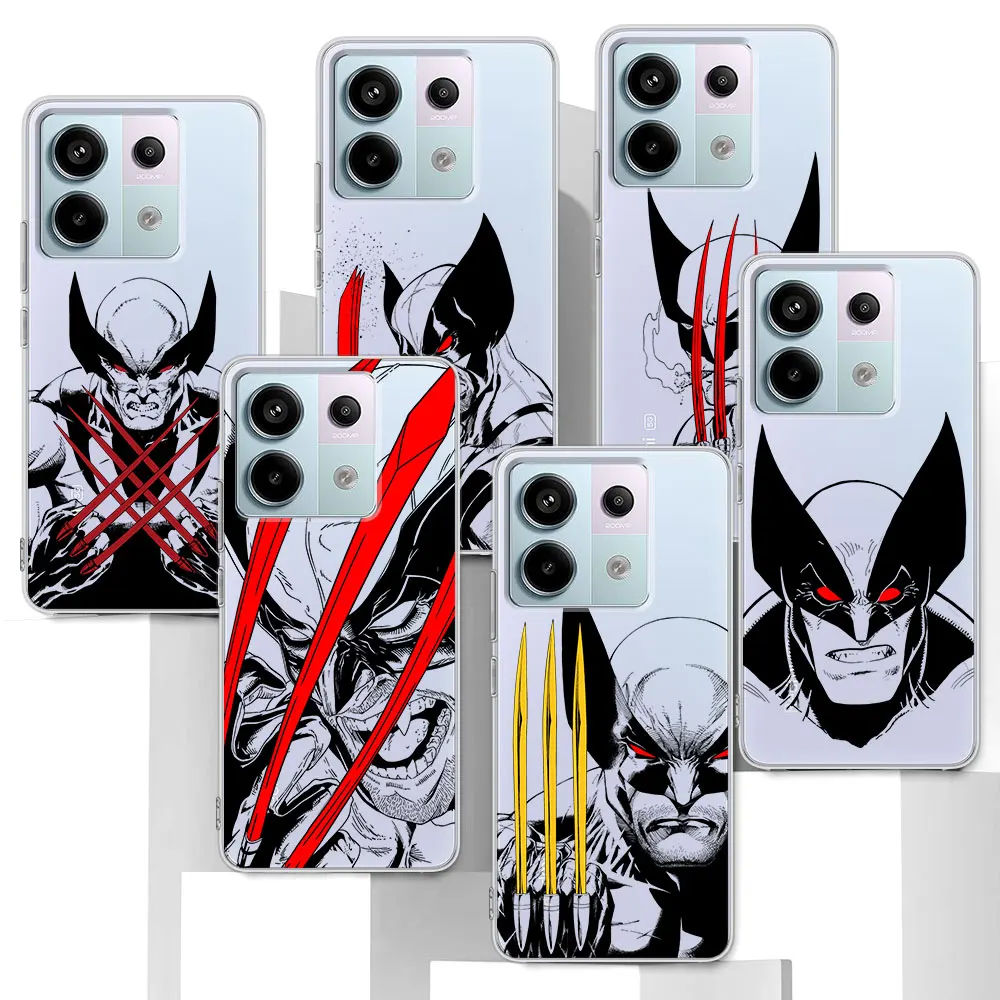 Marvel Wolverine Case for Xiaomi Redmi Note 10 13 11 11S 8 12 Pro Plus 11E 9 9S 10S 11T 12S 9T 8T 7 Transparent TPU Phone Cover