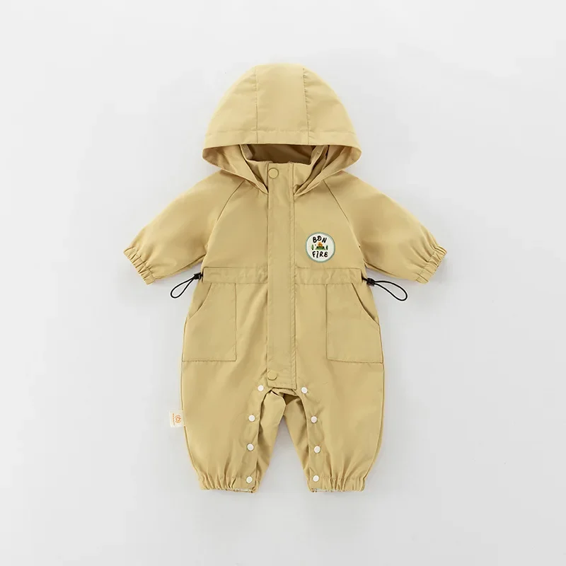 2024 Autumn Baby Clothing Outdoor Jacket 0-2Y Unisex Infant Casual Romper Double-layer Hooded Jumpsuit Toddler Windproof Outwear