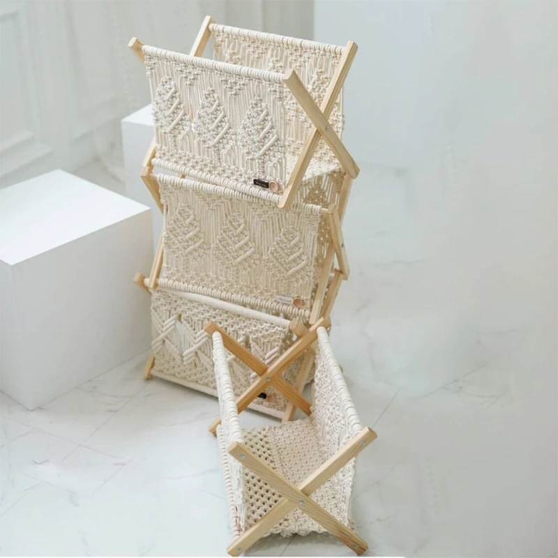 Macrame Magazine Rack Boho Magazine Holder Cesta armazenamento para jornal melhor venda