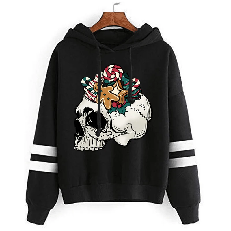 Sweet Skull Christmas Pullover Hoodie Unisex Funny Christmas Gift Winter Sweatshirt Men Women Christmas Skeleton Design Hoodies