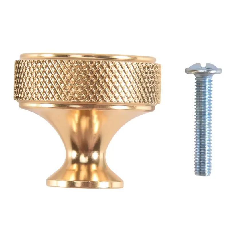 -[Retail TX] 10 Pack 1.2 Inch Brushed Gold Cabinet Knobs Knurled Kitchen Cabinet Knobs Gold Drawer Knobs Round Dresser Knobs