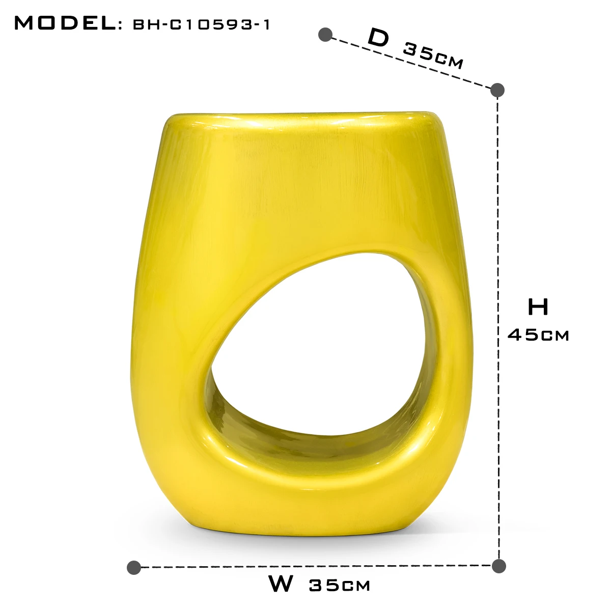 Modern Sculptural Small Stool or Side Table Customizable Colors with High Gloss Finish for Hotel or Villa