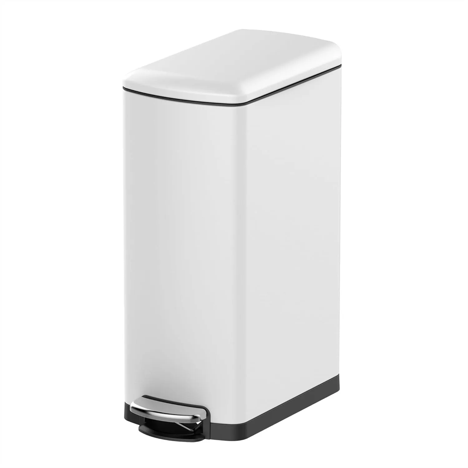

30L Kitchen Step Trash Can, 8 Gallon Narrow Stainless Steel Waste Bin with Soft-Close Lid, Rectangle Rubbish Bin for Bathroom