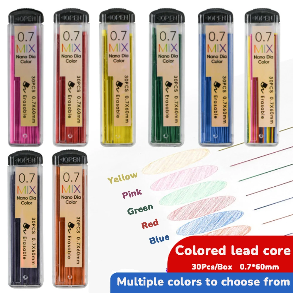 0.7mm Colored Automatic Lead Refill HB Graphite Lead Art Sketch Painting Pencil Leads Stationery