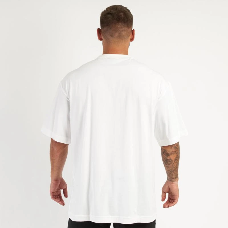 Cotton white men's T-shirt Streetwear Casual loose crew neck short sleeve simple men's top gym workout fitness activewear