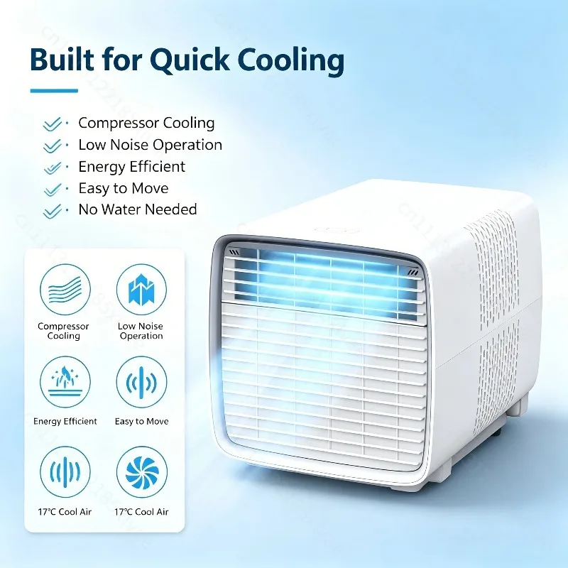 Household Outdoor Cooling Appliance, Portable Integrated Mobile Air Cooler Compact Unit for Dorm RV Camping Rental Roo