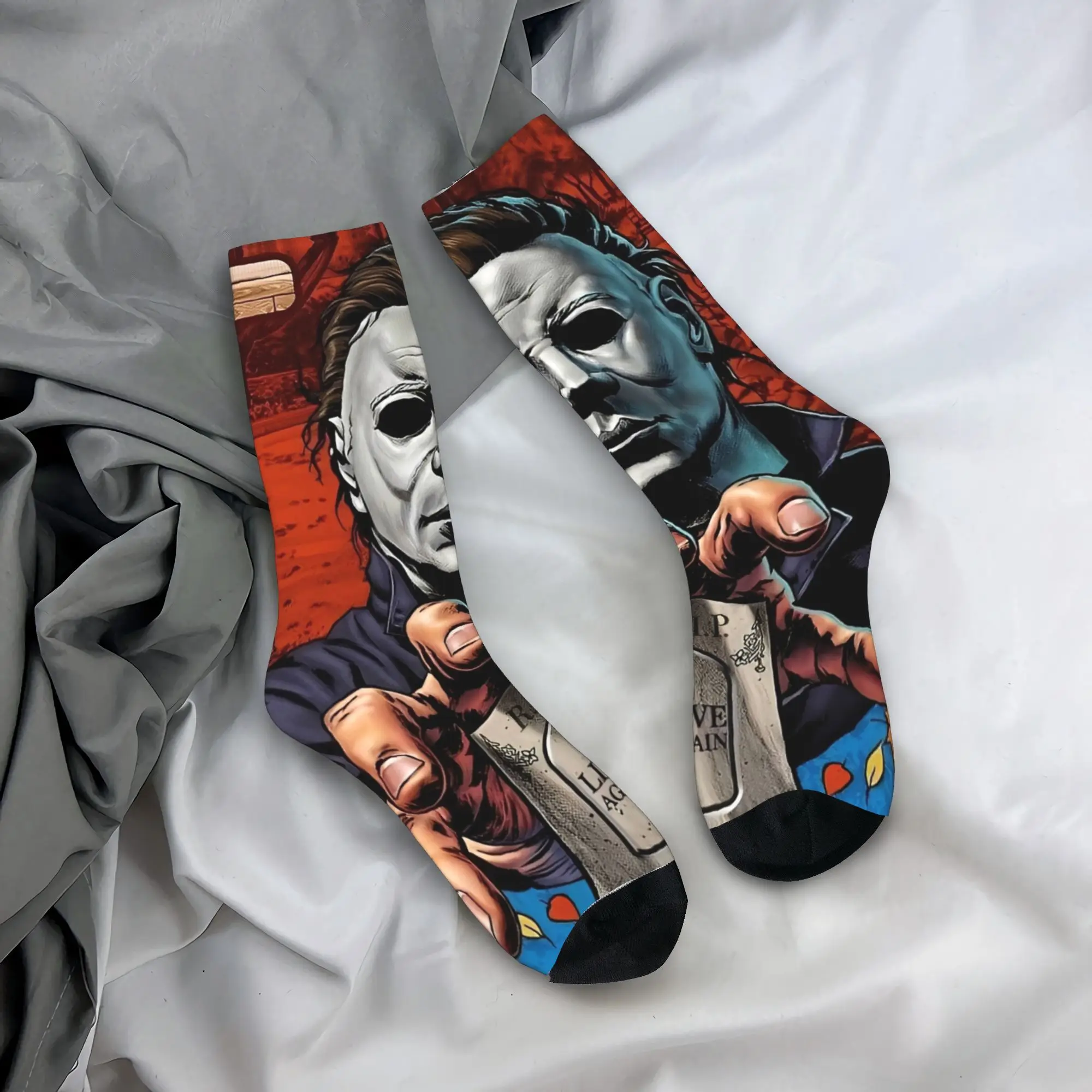 Halloween Michael Myers Stockings Couple  Socks Medium Soft Novelty Socks Autumn Skateboard Anti Sweat Design Socks Gift