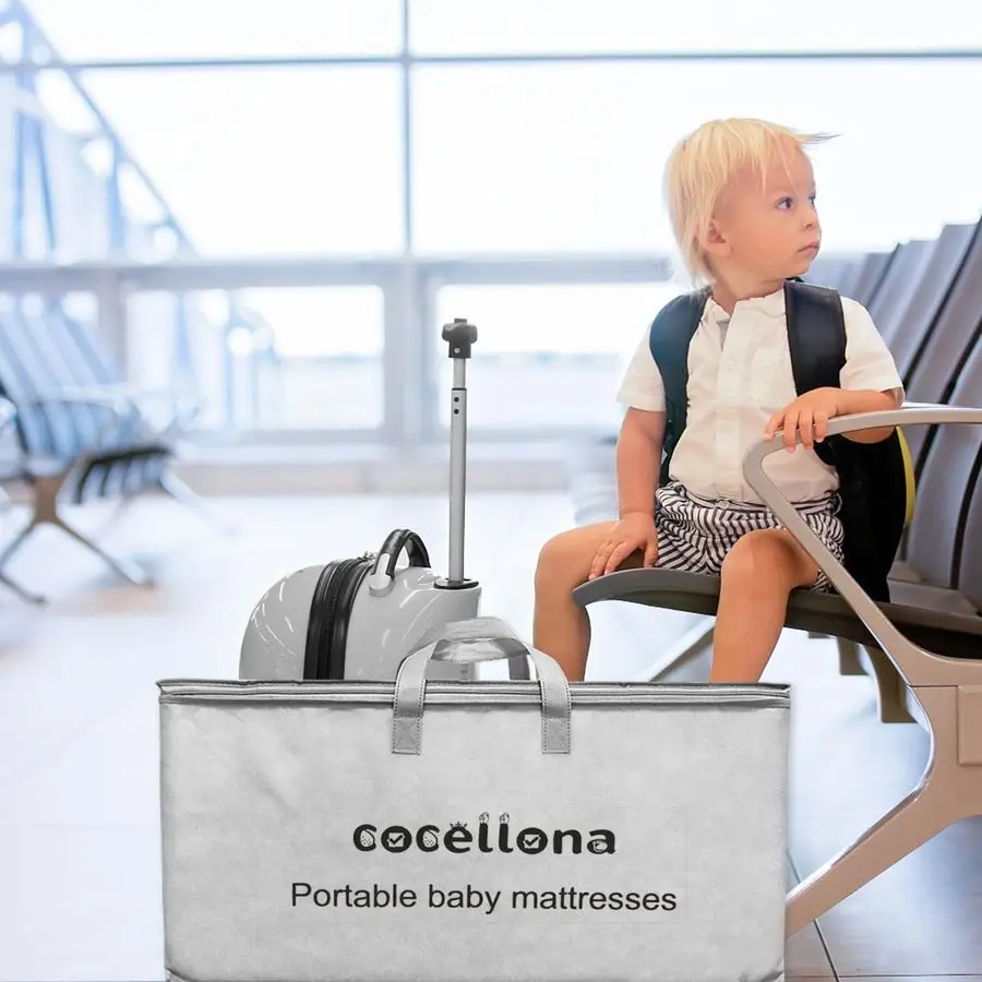 مرتبة التعبئة والتشغيل، مرتبة أطفال من إسفنج الذاكرة مزدوجة الجوانب مقاس 38 × 26 للتعب في الحزمة، مراتب لعب محمولة قابلة للطي مع #2