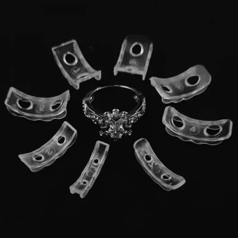 [BOLD]8/12pcs Ring Adjustment Pad Ring Size Adjuster Transparent Guard Tightener Loose Rings Reducer Jewelry Resizing Tools