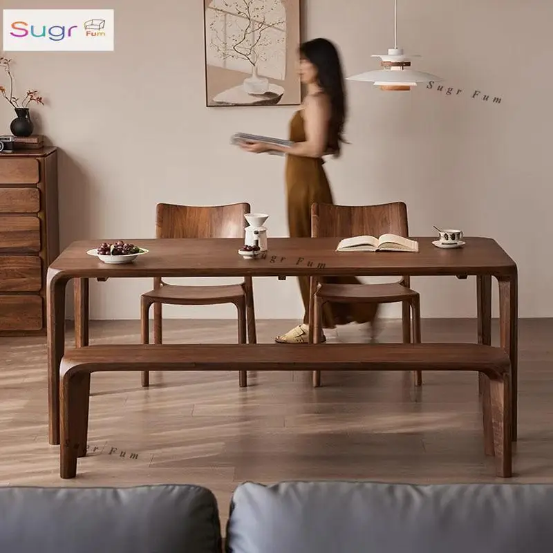 

Learning solid wood dining table antique desk household living room tea table walnut solid wood long table rectangular