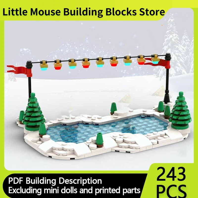

City Street View Model MOC Building Bricks Christmas Ice Rink Modular Technology Gifts Holiday Assemble Children Toys Suit