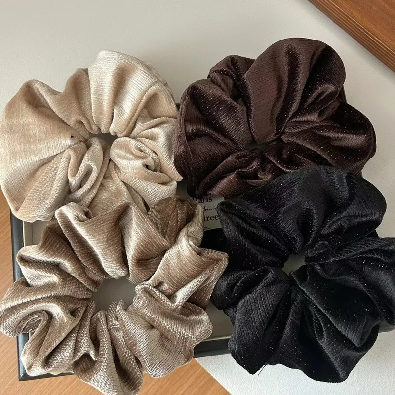 2024 Retro Oversized velvet scrunchies for women big balck hair tie girls elastic red velvet hair rubber bands large hair rope