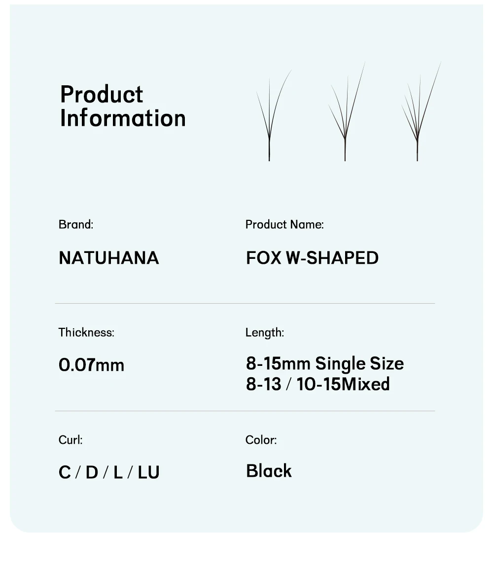 NATUHANA FOX 3D~5D W-förmige Wimpernverlängerung Cat Eye Long Tail Premium Natürliche Leichtgewichtige Volumen Fox Eye Wimpern Make-up-Tool – Detail 2