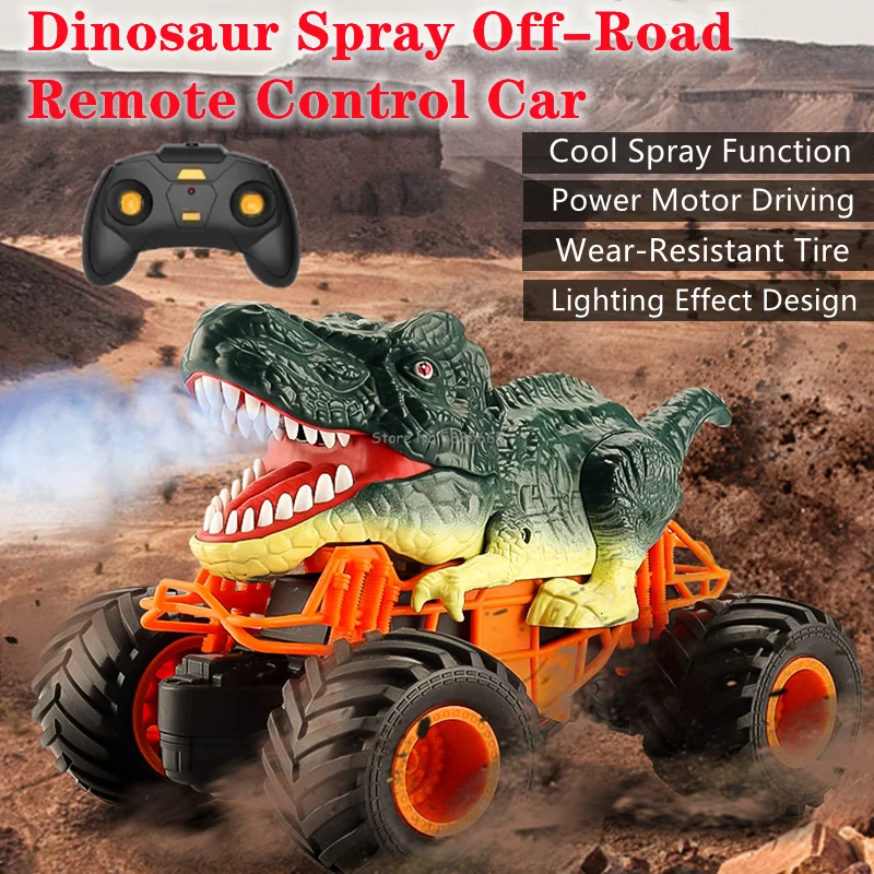 

Dinosaur Appearance Electric Off-Road RC Animal Car 2.4G Spray Cool Lighting Dual Motor Remote Control Stunt Car Kids Toy Gift