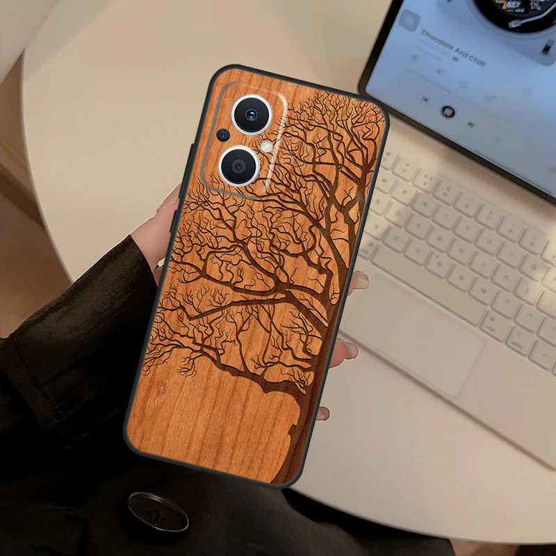 Tree Flower Bamboo Wood Case For OPPO Reno 6 7 8 Lite 2Z 3 4 5 Z 8T Find X5 Pro X3 Lite X2 Neo Find X6 Pro Cover