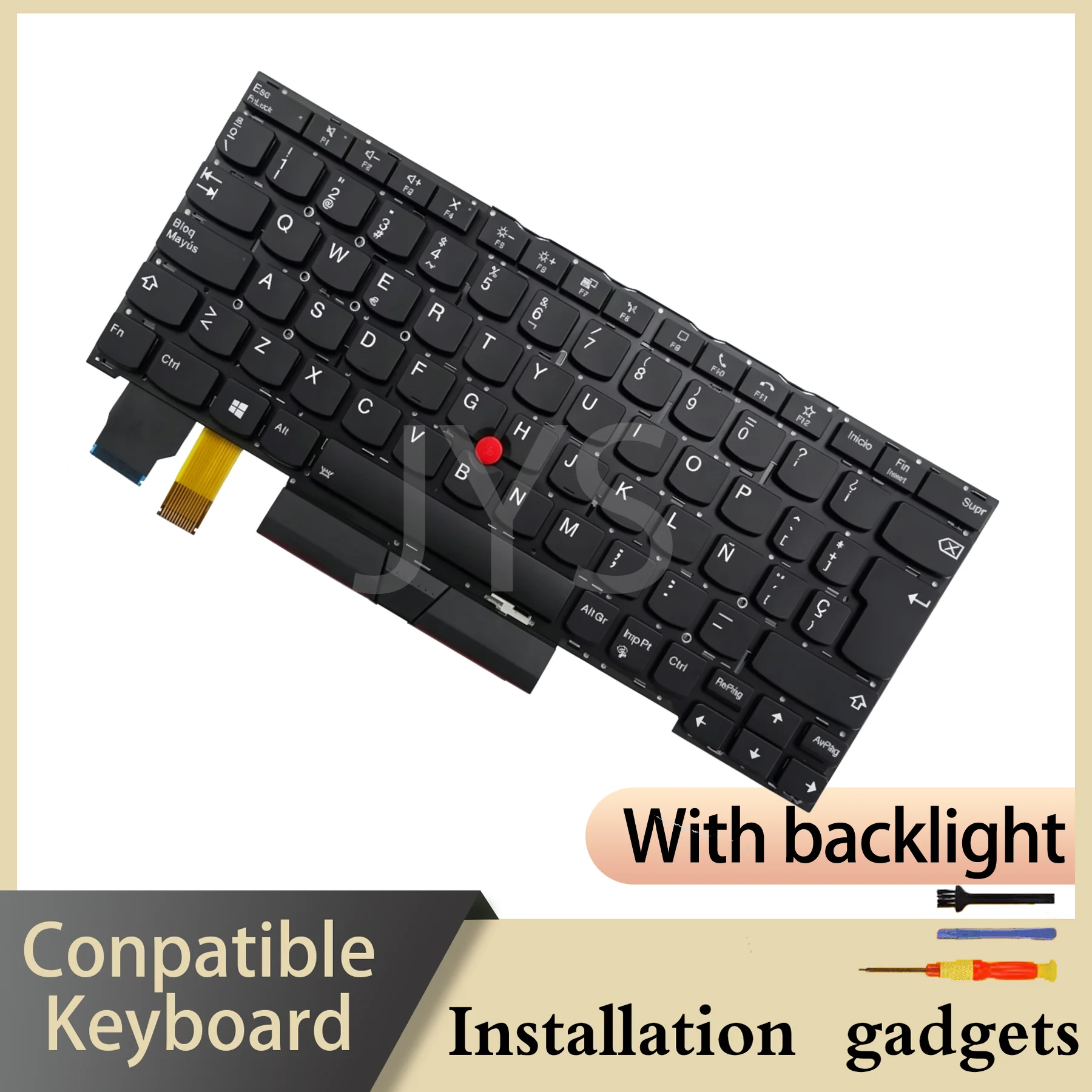 Hebrew/Spanish layout for Lenovo ThinkPad X13 Yoga/X390/X395 Yoga Backlit Keyboard