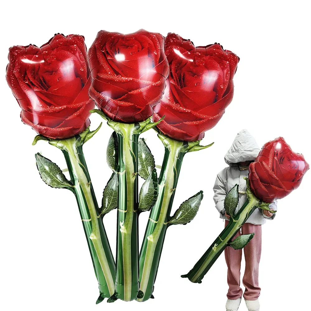 

Large Valentine's Day Red Rose Balloons Rose Flower Shape Foil Balloons Wedding Anniversary Valentine's Day Gift Decor Balloon