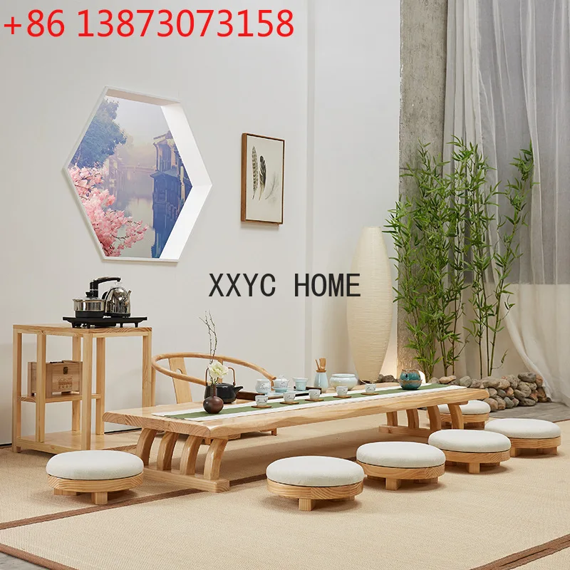 Living Room Small Tea Table Tatami Tea Table Hotel New Chinese Solid Wood Zen Coffee Table Desk