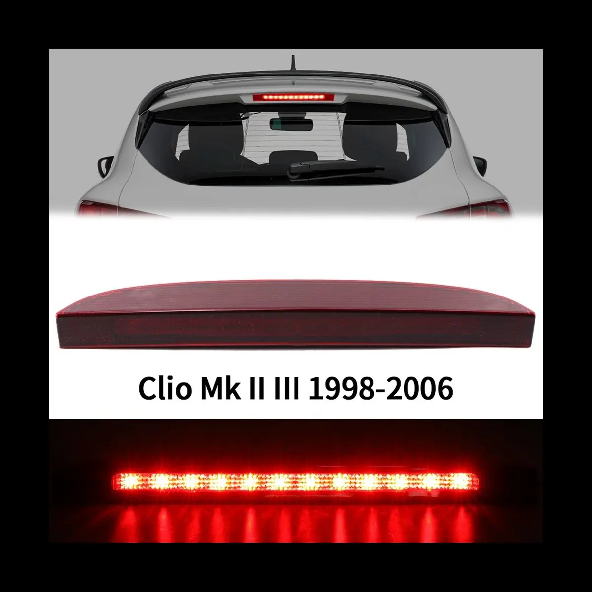 Lively- 2X Car Tail Light High Mount 12 LED 3Rd Rear Third Brake Light Stop Lamp for Renault Clio Mk II III 1998-2006 7700410753