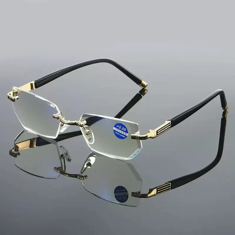 

Retro Rimless Glasses For Men New Fashion Classic Square Reading Glasses For Middle-aged And Elderly Women