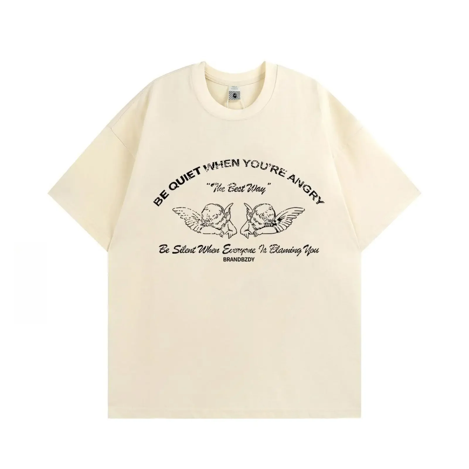 

Мужская и женская винтажная футболка с ангелом Y2K, кавайная футболка с надписью, мешковатая футболка в консервативном стиле, топ большого размера с короткими рукавами, уличная одежда