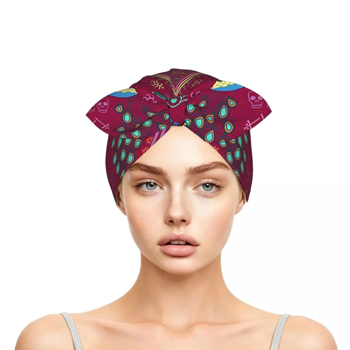 Mollymauk Tealeaf Inspired Print Sleep Bonnet Double Layer with Adjustable Bow, Reversible Hair Cap for Curly Braids Hair