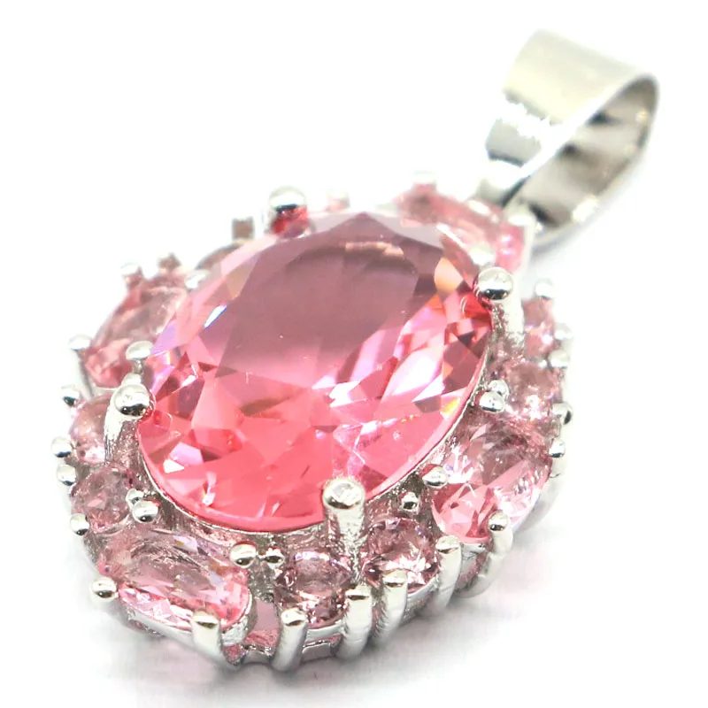 30x17mm Highly Recommend Pink Morganite Purple Spinel Fashion Jewelry Silver Pendant