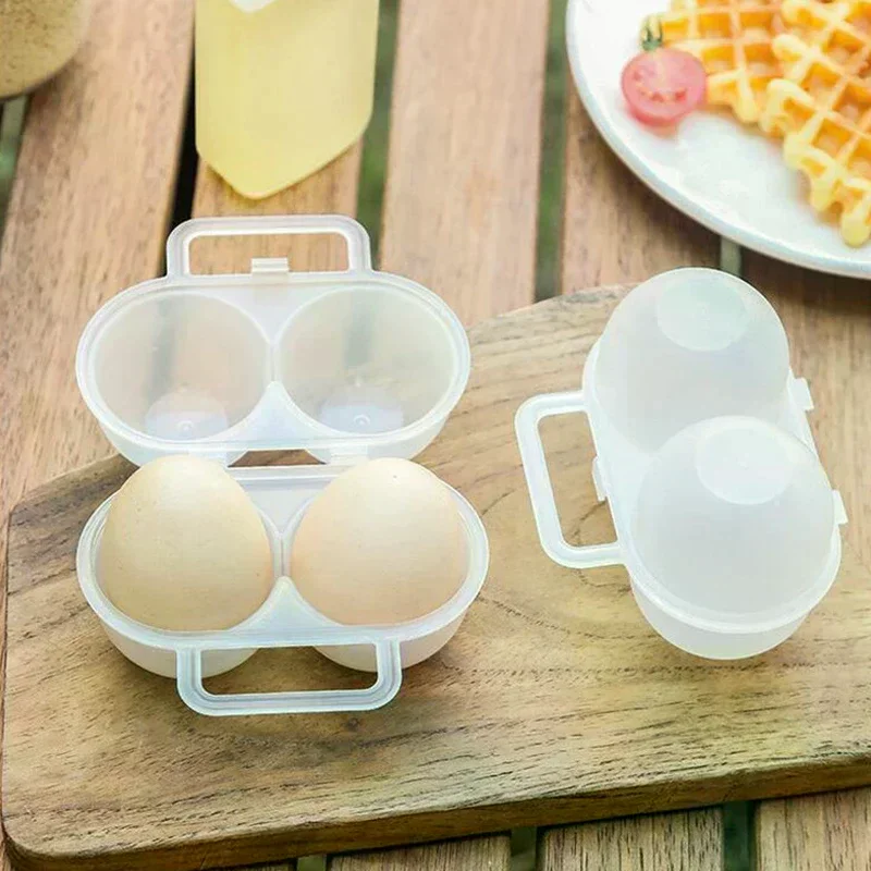 5/10pcs 2-Cell Outdoor Portable Egg Box PlasticTray Refrigerator Egg Storage Box Shock-absorbing And Anti Drop