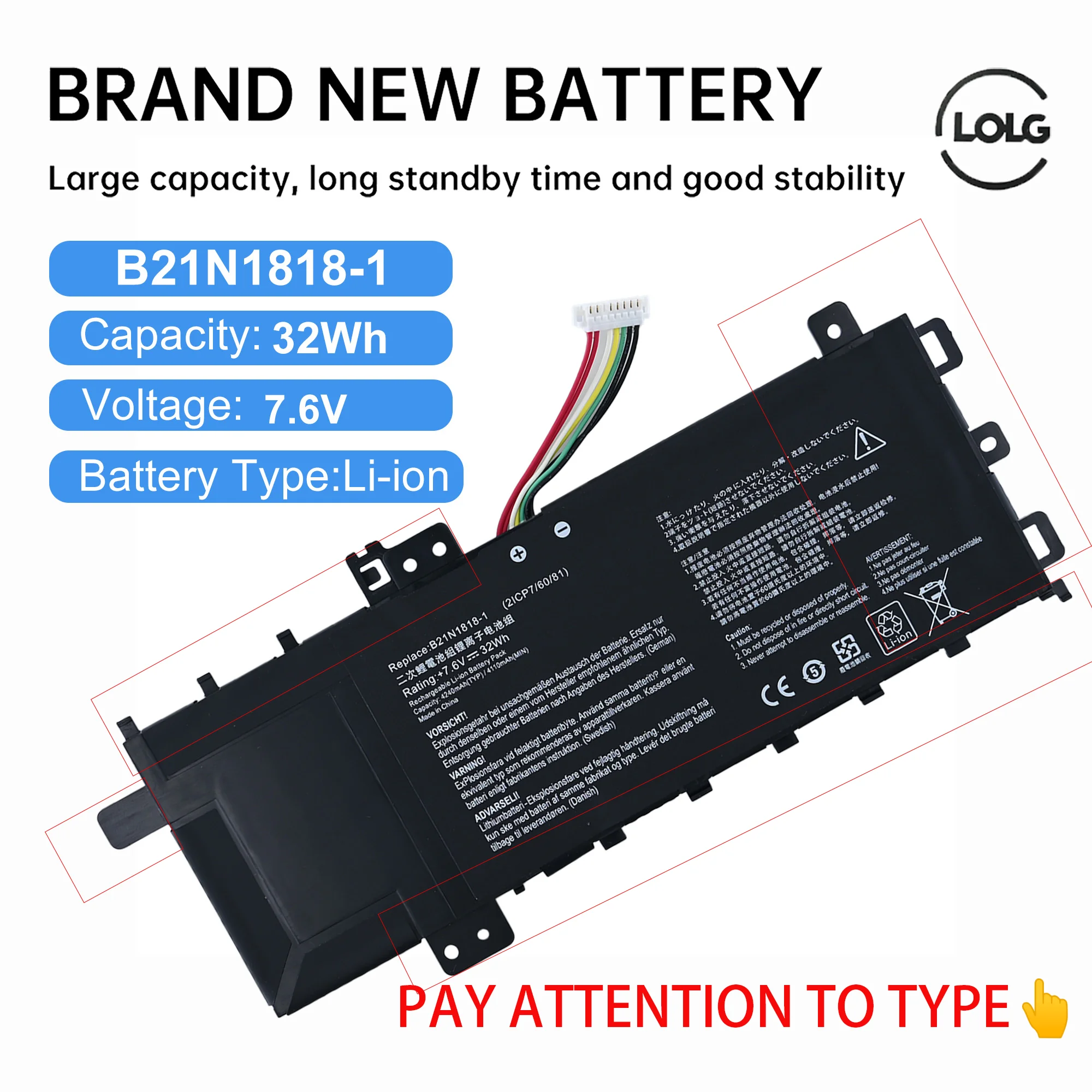 Laptop Battery For ASUS C21N1818 B21N1818 B21N1818-1 B21N1818-2 B21N1818-3 15 X512FA X509FB A509FA A409FL F509FJ X509UA