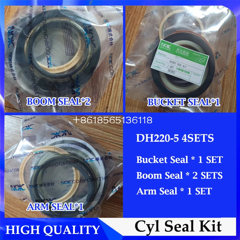 

4SETS DH220-5 Hydraulic Cylinder Arm Boom Bucket Seal Kit For Doosan Excavator Oil Seal Repair Kit