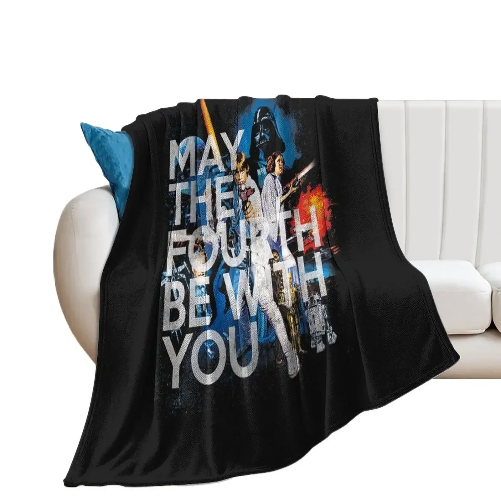 

May The Fourth Be With You Vintage Movie Poster Throw Blanket heavy to sleep Beach Hairys For Baby Blankets