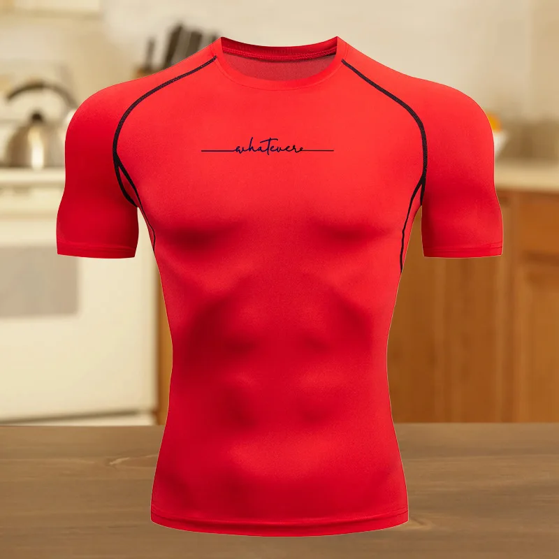 T-shirt a compressione a maniche corte da uomo traspirante ad asciugatura rapida ad alta elasticità Spider corsa ciclismo allenamento in palestra magliette magliette