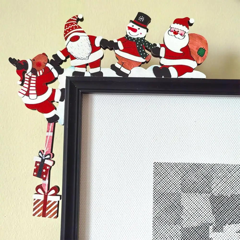 عيد الميلاد إطار الباب الديكور إطار الباب ديكور ثلج الرنة إطار تسجيل قلادة خشبية ديكور المنزل الطرف #1