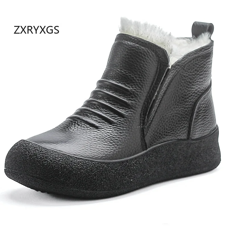 

ZXRYXGS зимние сапоги из воловьей кожи, теплая обувь на плоской толстой подошве, увеличивающая рост, женские зимние сапоги, хлопковые сапоги, модная обувь 2025