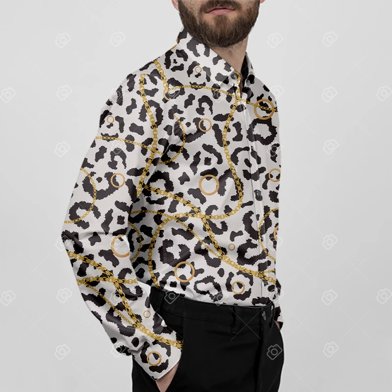 New Luxury Multicolor Printed Shirts 2025 Spring Men's Long Sleeve Slim Casual Dress Shirt Streetwear Social Party Men's Clothes