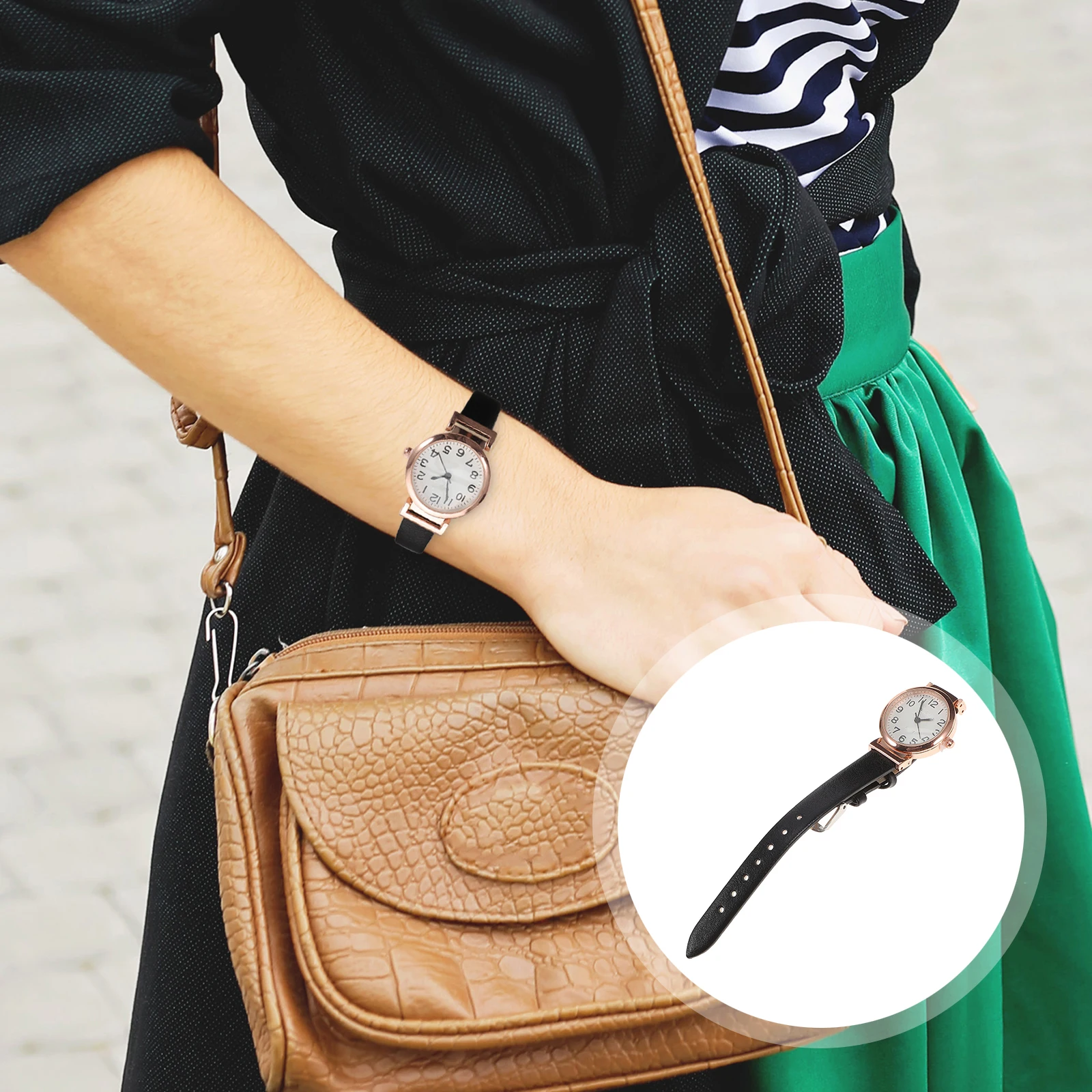 

Women Wrist Minimalist Quartz Watch Fashion Casual Ladies Watch Black Strap Comfortable Simple Design Suitable For Work