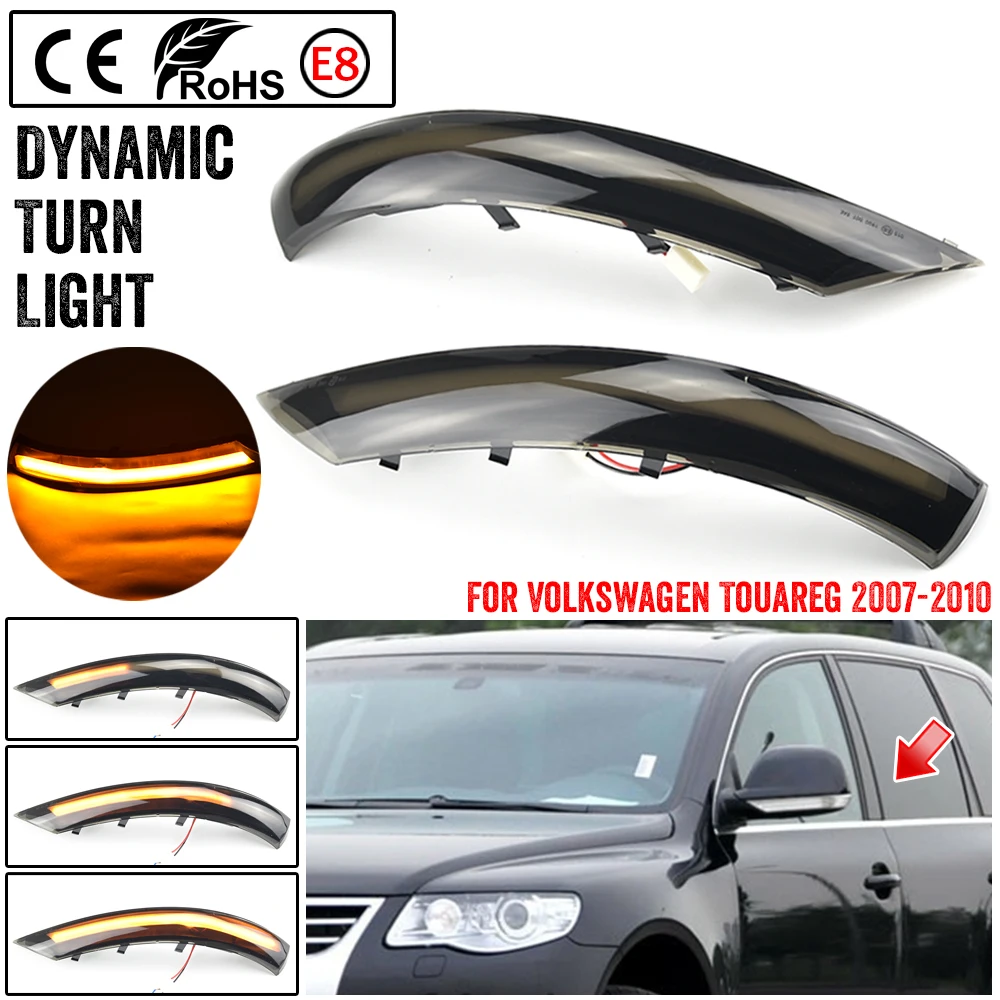 

1Pair Black Car Dynamic Turn Signal Light LED Side Mirror Indicator Blinker Lamp For VW Touareg I MK1 7L Facelift 2007-2011